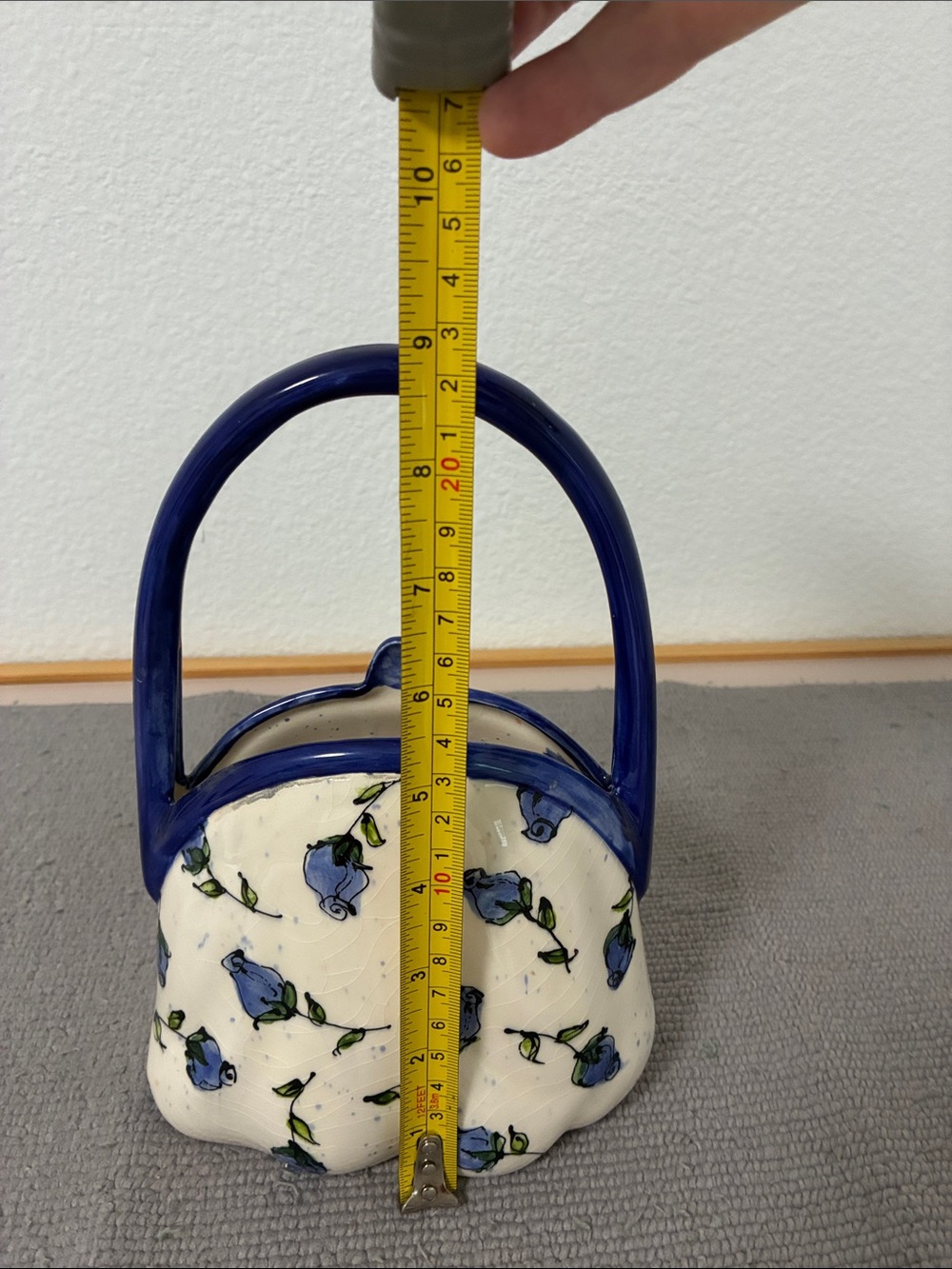 Blue Floral Ceramic Purse Décor - vase - Picture 6 of 6